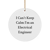 Funny Electrical Engineer Gifts from Friends, I Can't Keep Calm I'm An Electrical Engineer Circle Ornament for Men, Women, Coworkers, Family - Image 1